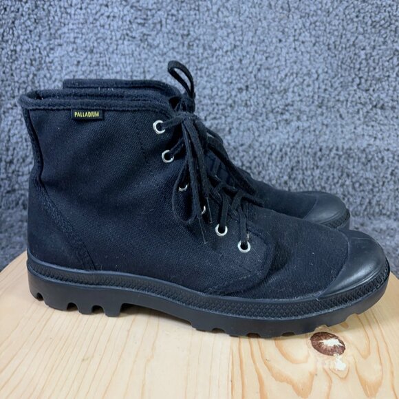 Palladium Pampa Hi Boots Mens Size 10 Black Canvas Lug Sole Ankle Combat - Picture 4 of 10